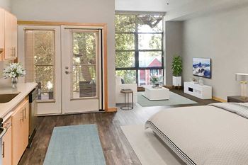 Exceptionally high ceilings and expansive windows
